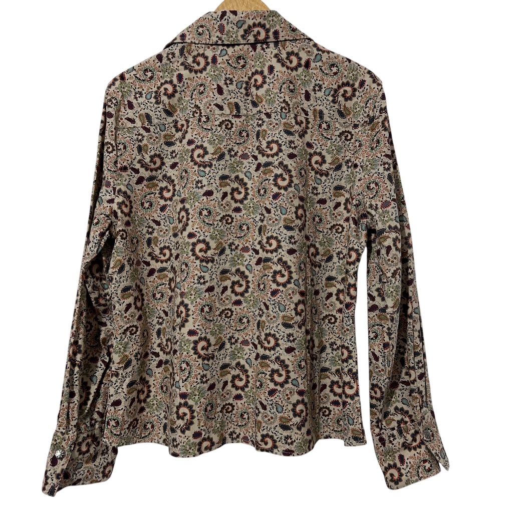 Nwt Christopher & Banks Linen Bld Top Womens Size Xl Button Up Paisley Autumn — image 2 of 6